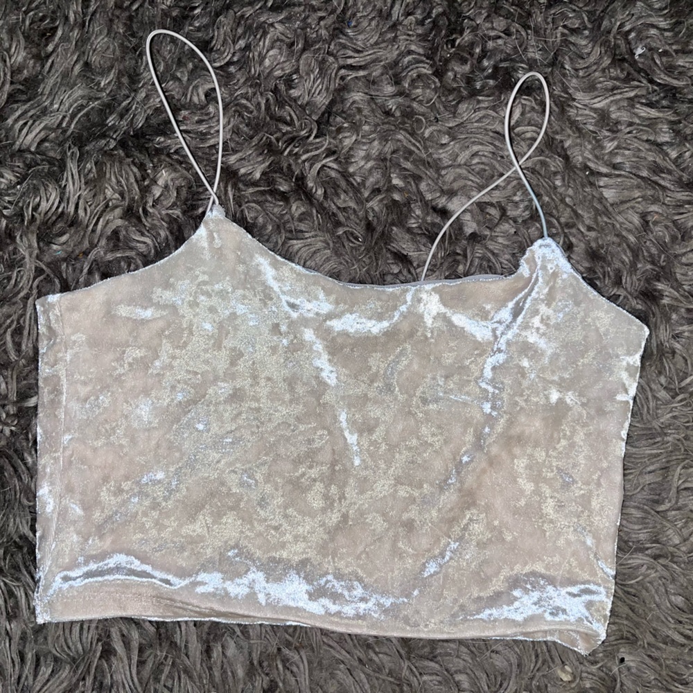Velvet pale pink crop top